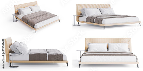 Modern Elegance: Bed for Stylish Bedroom transparent png bedroom furniture architectural visualization interior shadow 3d contemporary