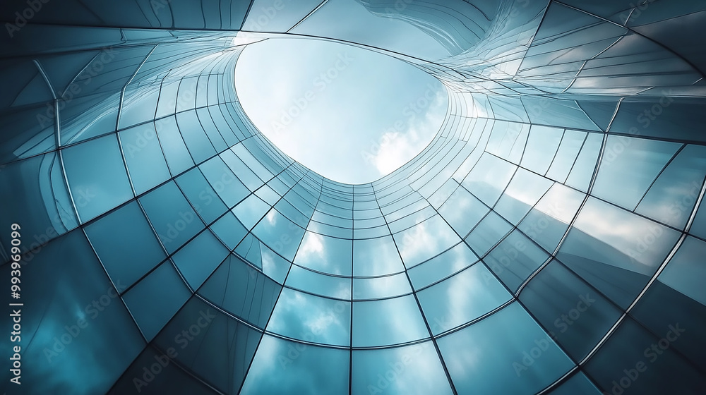 Obraz premium Skyscraper of office building with curve glass window