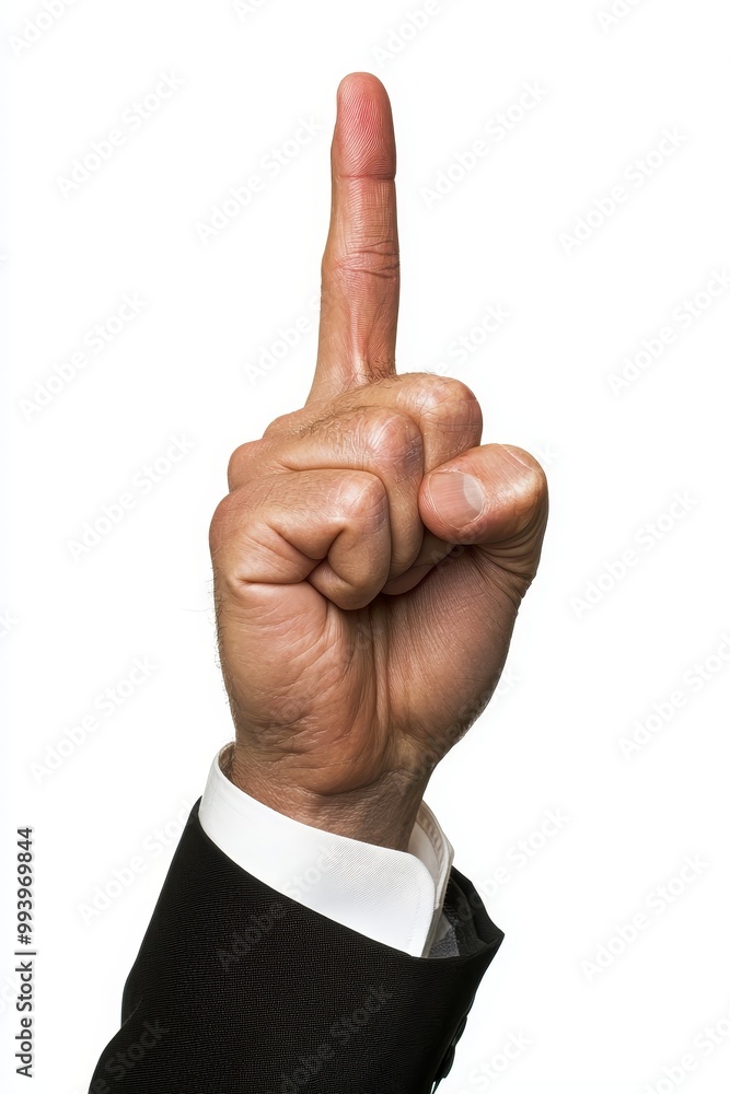 An upwards-pointing hand in a business suit, cut out and isolated on a transparent or white background, symbolizing focus and direction An upwards-pointing hand in a business suit, cut out and isolated on a transparent or white background, symbolizing focus and direction