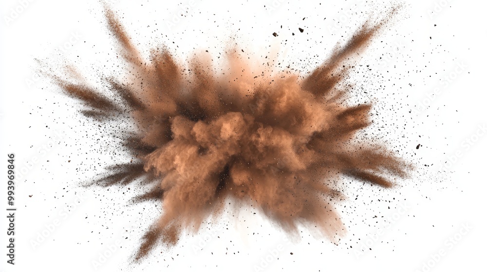 A dry sand explosion isolated on a white or transparent background A dry sand explosion isolated on a white or transparent background