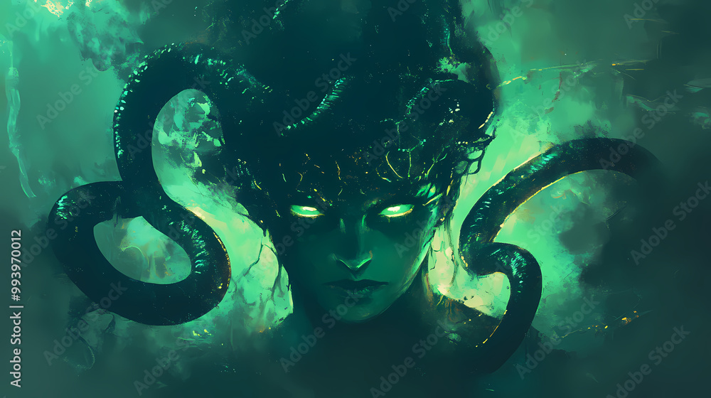 Glowing gorgon. Gorgon. Illustration Glowing gorgon. Gorgon. Illustration