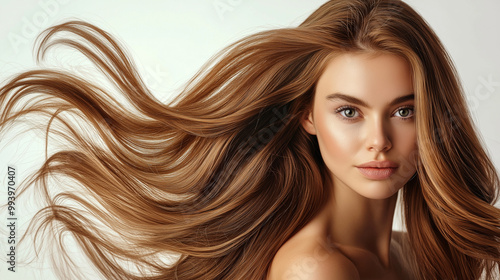 a beautiful woman Portrait with long brown hair