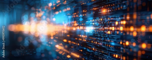 Wallpaper Mural A vibrant abstract representation of digital connections with glowing particles and lines, symbolizing technology and innovation. Torontodigital.ca