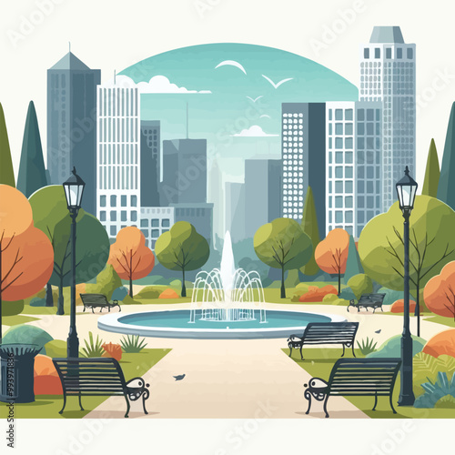 A quiet city park illustration 