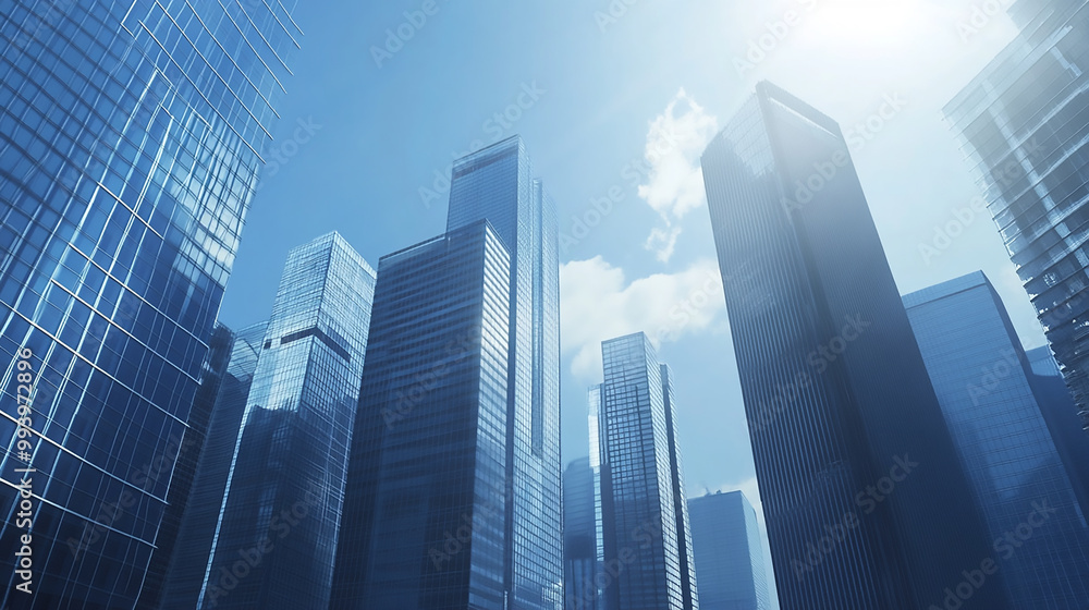Low Angle View of Modern Glass Skyscrapers Against Blue Sky
Low Angle View of Modern Glass Skyscrapers Against Blue Sky