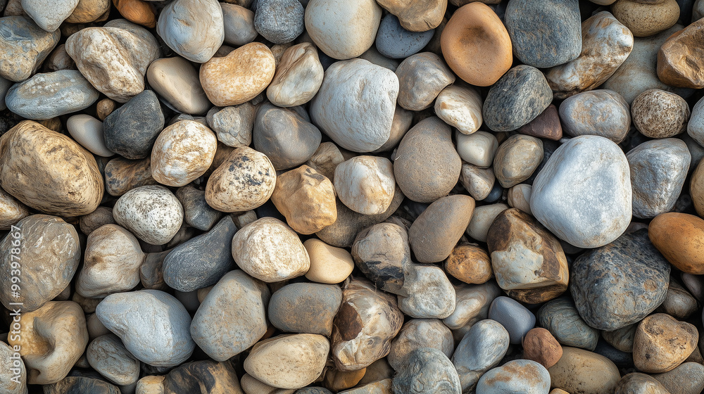 Variety of smooth river stones and pebbles in natural colors Variety of smooth river stones and pebbles in natural colors