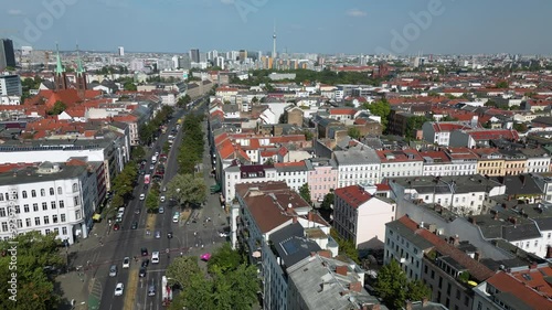 Aerial view of Bergmannkiez distirct East Berlin Mitte district Germany