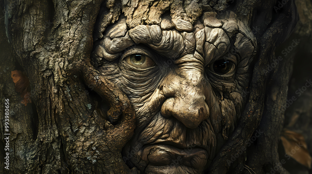 Old human face tree. Tree Ent. Illustration Old human face tree. Tree Ent. Illustration