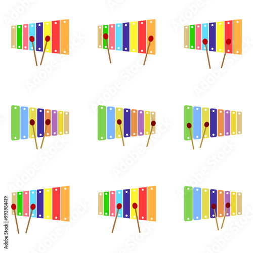 Set of gambang musical instruments. Vector illustration