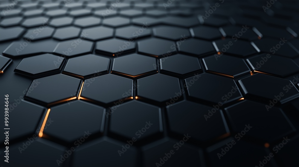 Abstract black hexagons background. 3D render Abstract black hexagons background. 3D render