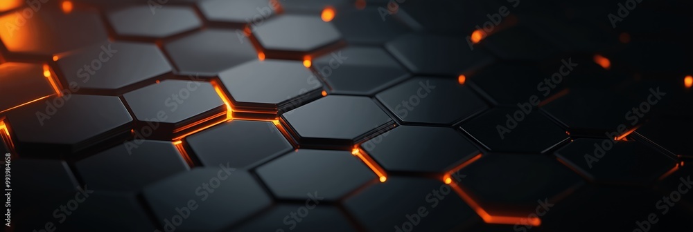 Abstract black hexagons background. 3D render Abstract black hexagons background. 3D render