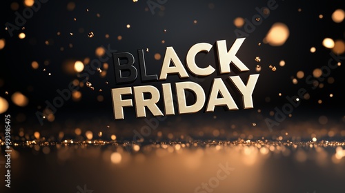 Black Friday Sale. Dark background golden text lettering