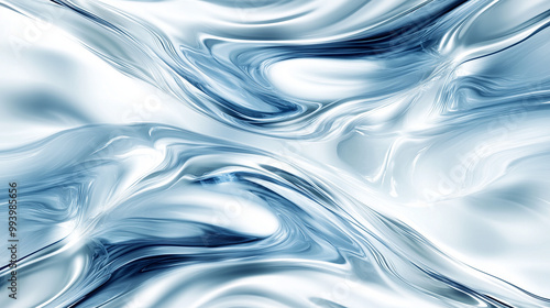 Abstract blue and silver fluid waves for modern background design