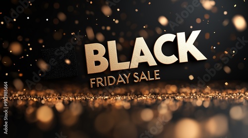 Black Friday Sale. Dark background golden text lettering