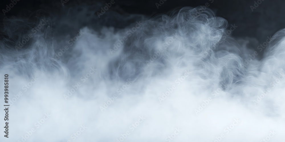Naklejka premium Fog or smoke isolated transparent special effect on black background. White vector cloudiness, mist or smog background.