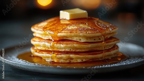 Wallpaper Mural Delicious Stack of Pancakes with Syrup and Butter for a Cozy Breakfast Experience Torontodigital.ca