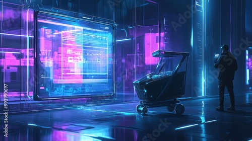 futuristic shopping delivery hologram