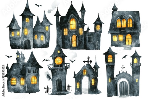 Halloween party background, full moon night illustration, Halloween pumpkin ghost, abandoned house, cemetery, bat, scary tree and Halloween elements Scary website Banner template Vector illustration