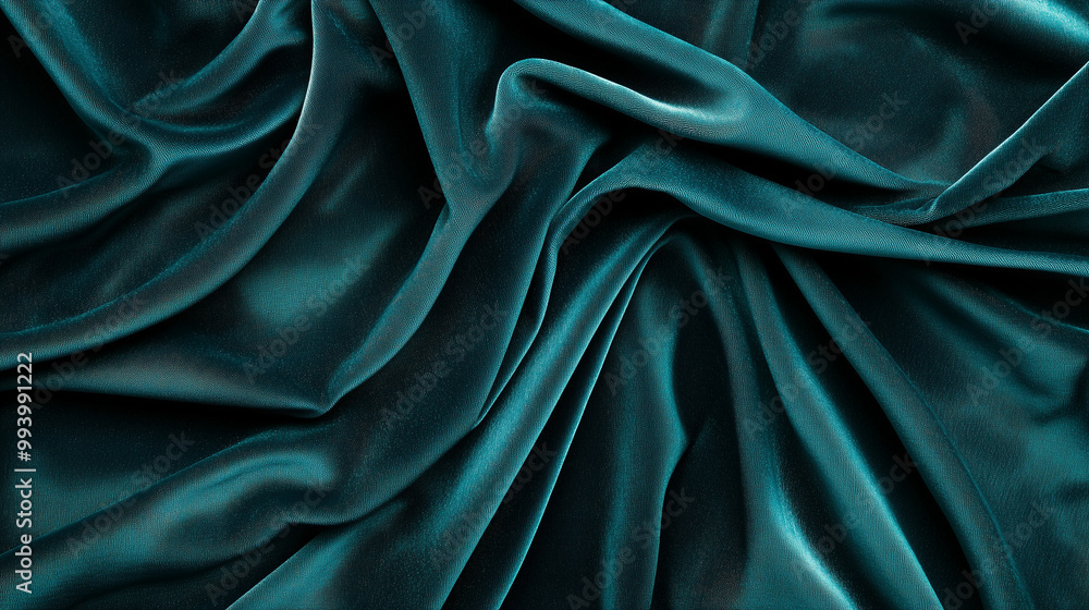 Obraz premium Elegant dark teal satin fabric folds for luxurious background design