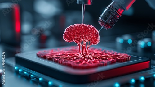 Futuristic Tree Growth Simulation in Laboratory Setting photo