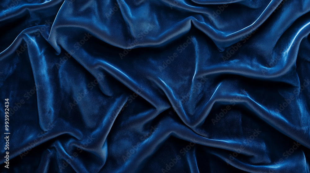 Fototapeta premium Luxurious royal blue velvet fabric drapes for elegant background design