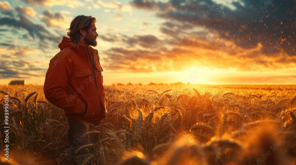 Farmer Harvesting Crops Under Open Sky - Ideal for Agriculture and Sustainability Themes Farmer Harvesting Crops Under Open Sky - Ideal for Agriculture and Sustainability Themes