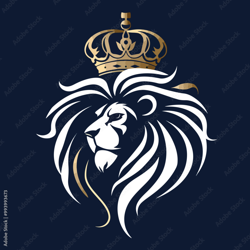 Fototapeta premium Lion and crown logo isolated background