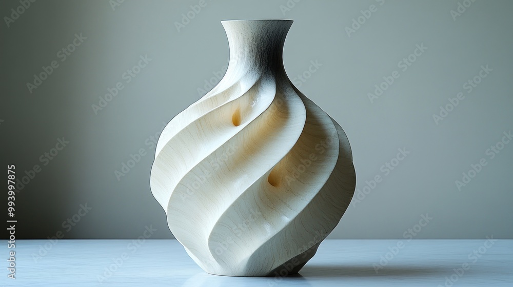 Elegant spiral vase with a smooth, textured design. Elegant spiral vase with a smooth, textured design.