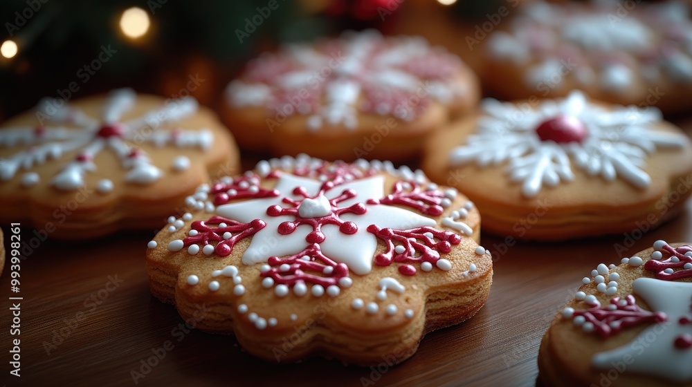 Delightful Christmas Cookies Decorated with Icing on a Wooden Table Perfect for Holiday Celebrations Delightful Christmas Cookies Decorated with Icing on a Wooden Table Perfect for Holiday Celebrations