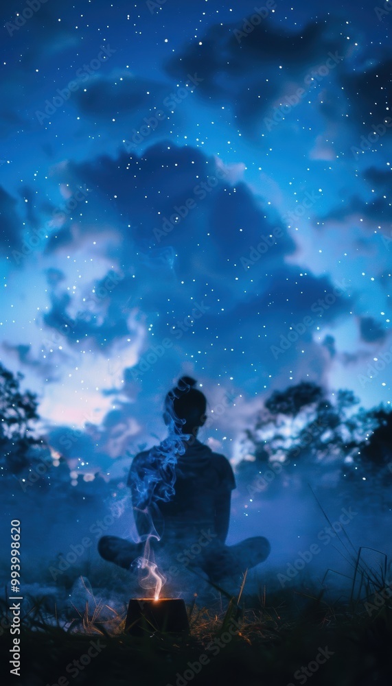 Tranquil Evening Meditation under Starry Sky with Copal Resin Incense Burner Tranquil Evening Meditation under Starry Sky with Copal Resin Incense Burner