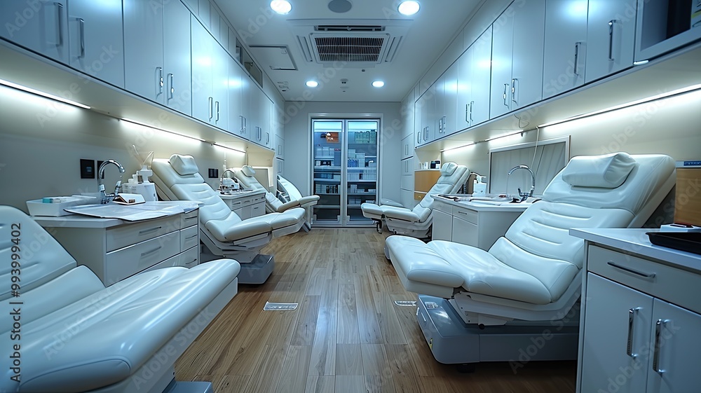 Fototapeta premium Modern Medical Treatment Room with Reclining Chairs