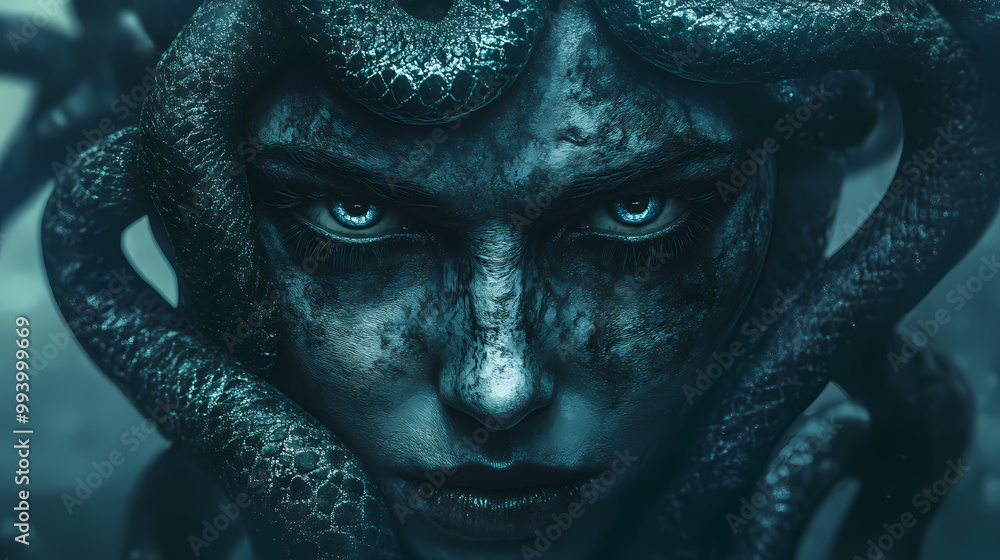 Recreation of medusa, gorgon of the greek mythology. Gorgon. Illustration Recreation of medusa, gorgon of the greek mythology. Gorgon. Illustration