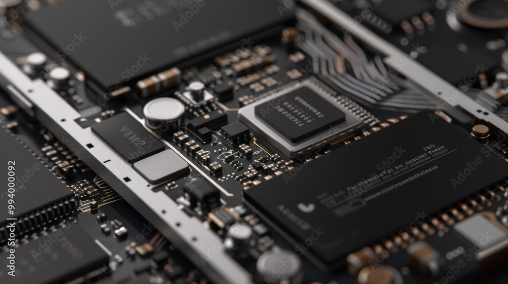 A close-up of the internal hardware components of the latest smartphones, highlighting cutting-edge processor and memory technologies. A close-up of the internal hardware components of the latest smartphones, highlighting cutting-edge processor and memory technologies.