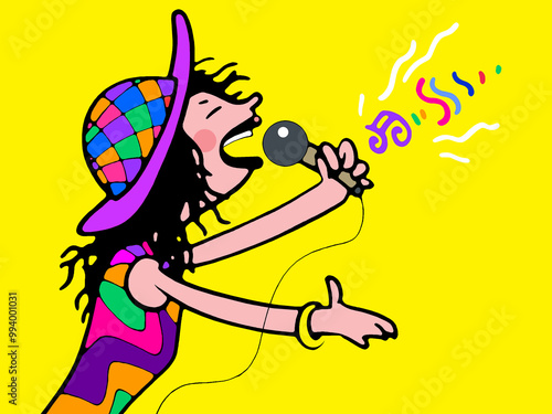 Illustration of a girl singing