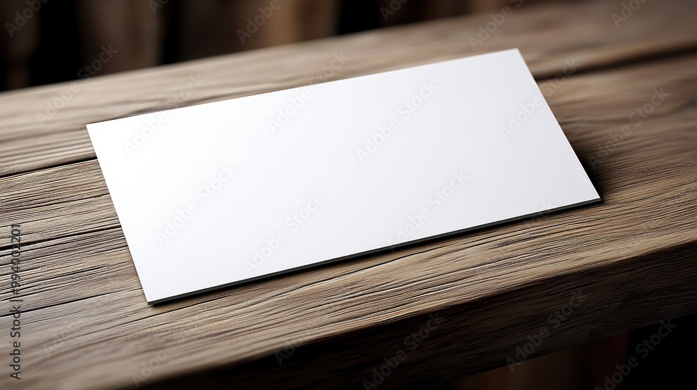 A simple card lies flat on a textured wooden surface, inviting creativity and inspiration A simple card lies flat on a textured wooden surface, inviting creativity and inspiration