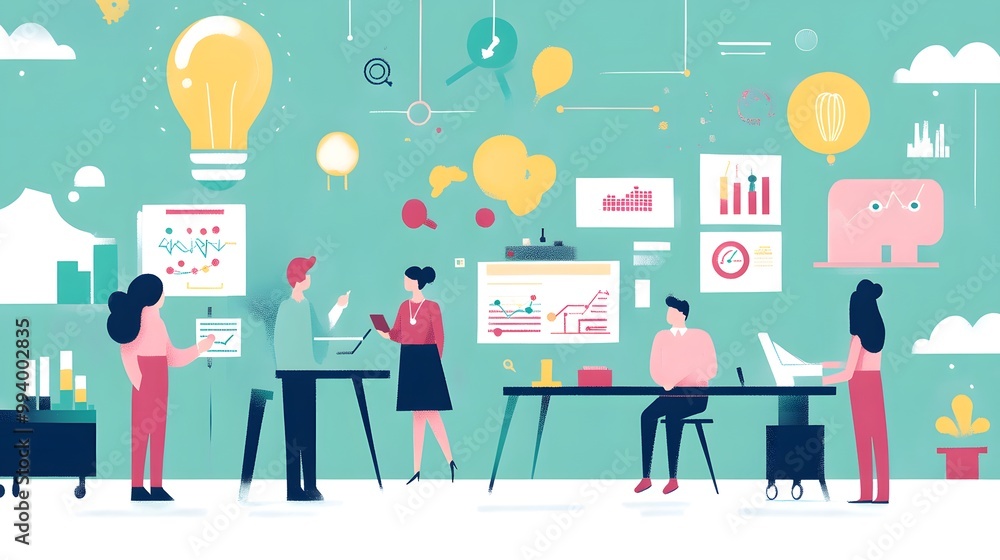 A Team of Business Professionals Working Together in an Office Space A Team of Business Professionals Working Together in an Office Space