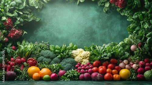 Freshly Picked Herbs and Veggies Arranged on a Clean Surface for Culinary Inspiration