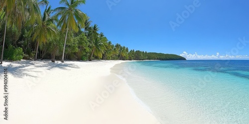 Tropical Beach with Palm Trees and Clear Blue Water