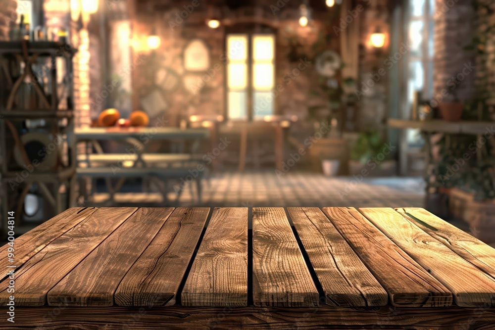 A beautifully lit interior featuring a rustic wooden table, perfect for cozy gatherings or artistic presentations. A beautifully lit interior featuring a rustic wooden table, perfect for cozy gatherings or artistic presentations.