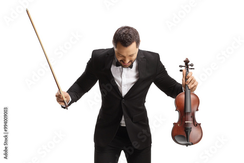 Violinist bowing after performance