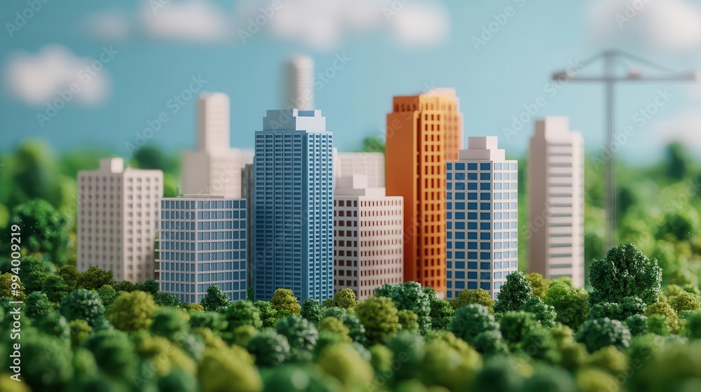 Smart city under construction with green buildings, energy-efficient systems, and renewable energy sources, Futurism, 3D Render Smart city under construction with green buildings, energy-efficient systems, and renewable energy sources, Futurism, 3D Render
