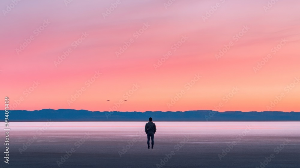 Solitary Traveler at Sunset by the Flamingo Habitat Solitary Traveler at Sunset by the Flamingo Habitat