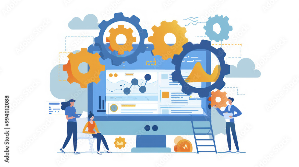 A company using software integration to connect their CRM system with financial and operational platforms, enhancing workflow efficiency. A company using software integration to connect their CRM system with financial and operational platforms, enhancing workflow efficiency.
