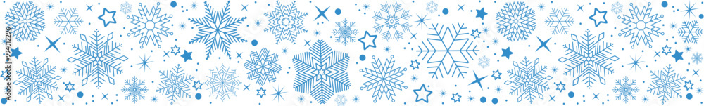 Snowflake seamless border. Christmas and Happy New Year background. Simple hanging christmas blue snowflake seamless border .Holiday christmas decoration. New Year seamless banner Snowflake seamless border. Christmas and Happy New Year background. Simple hanging christmas blue snowflake seamless border .Holiday christmas decoration. New Year seamless banner