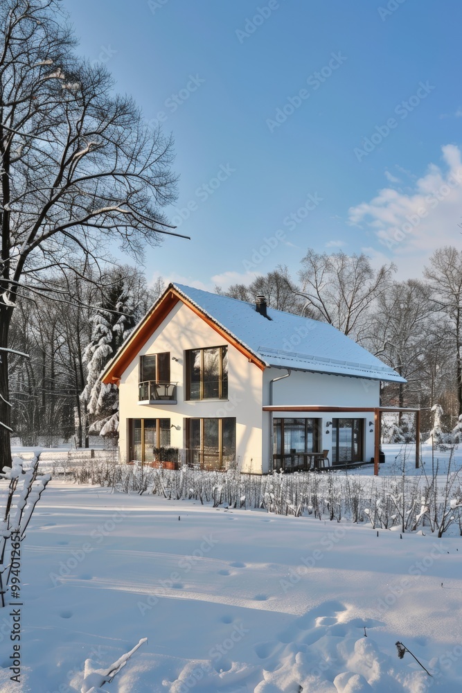 Winter Passive House in Snowy Setting Showcasing Sustainable Warm Interior Climate Winter Passive House in Snowy Setting Showcasing Sustainable Warm Interior Climate
