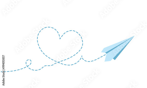 Paper plane with heart path