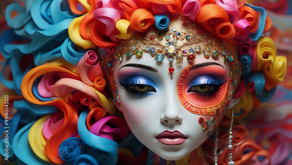 A colorful surreal doll. A colorful surreal doll.