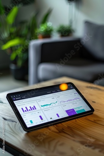 Smart Home Energy Dashboard on Tablet Displaying Detailed Usage Statistics for Optimization