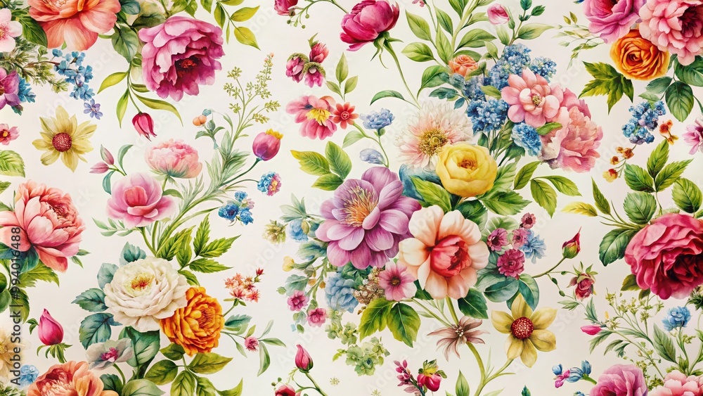 Delicate Floral Pattern Wallpaper with White Background for Elegant Interior Design and Decor Delicate Floral Pattern Wallpaper with White Background for Elegant Interior Design and Decor