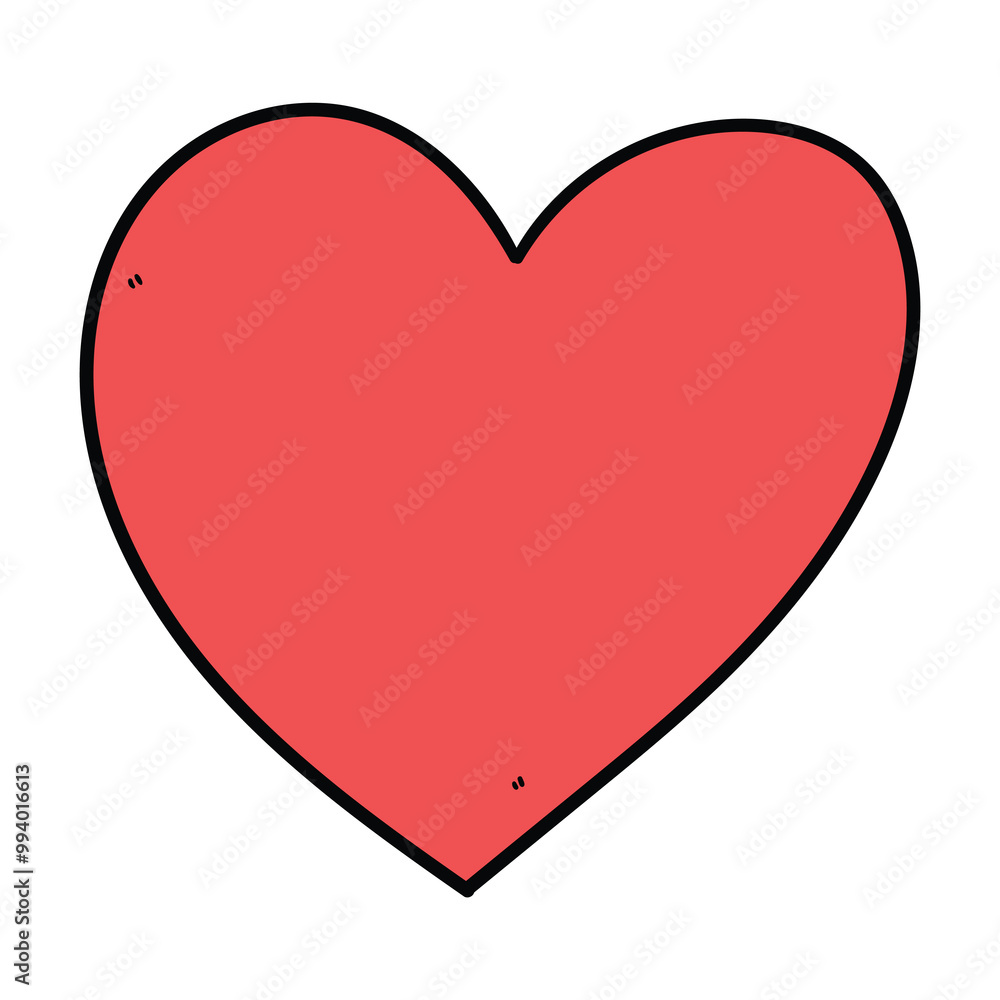 Hand drawn cartoon red heart on white background. Hand drawn cartoon red heart on white background.